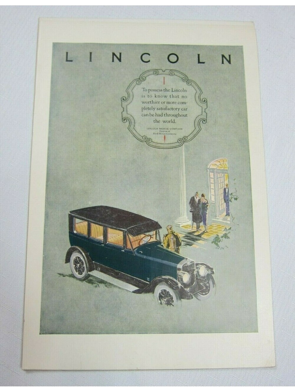 Vintage 1924 Lincoln Sedan Car Auto Print Ad Ford Motor Company 14.5 x 9.5 RARE